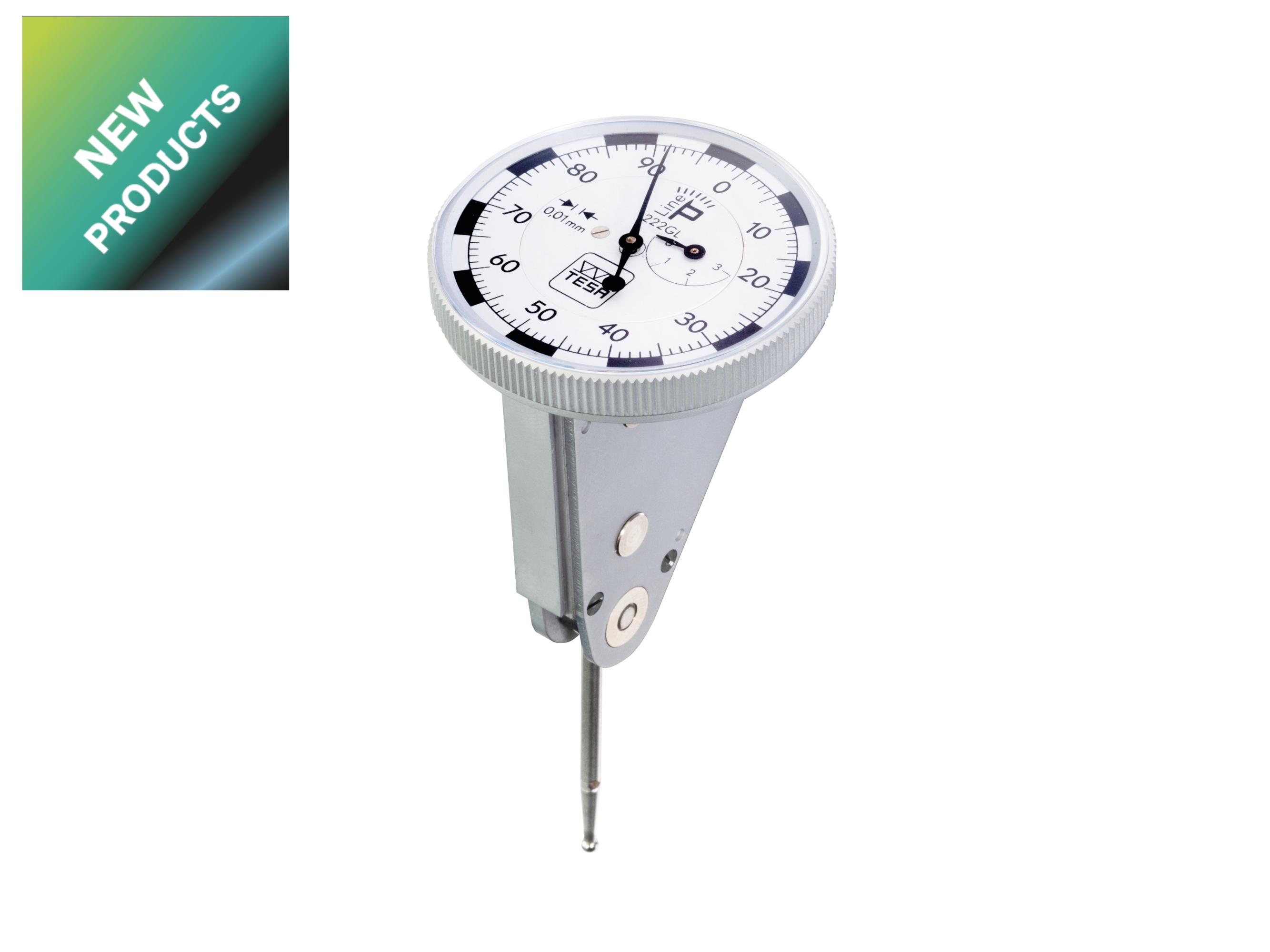Tesa P-LINE 222GL analogue lever indicator, perpendicular, 3mm travel , 0.01mm resolution, Ø40mm 01810408
