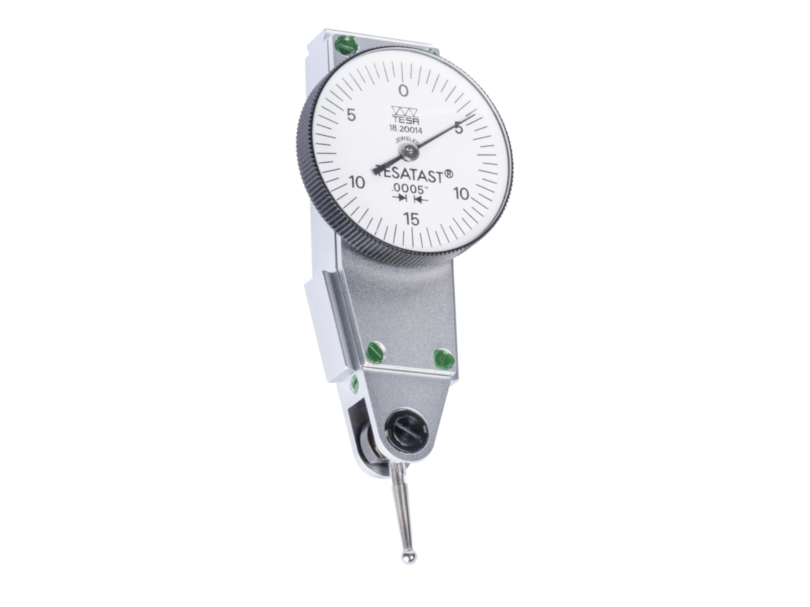 Lever-type dial test indicator, lateral, 0.03" Travel 0.0005" Resolution Ø 1.1 in