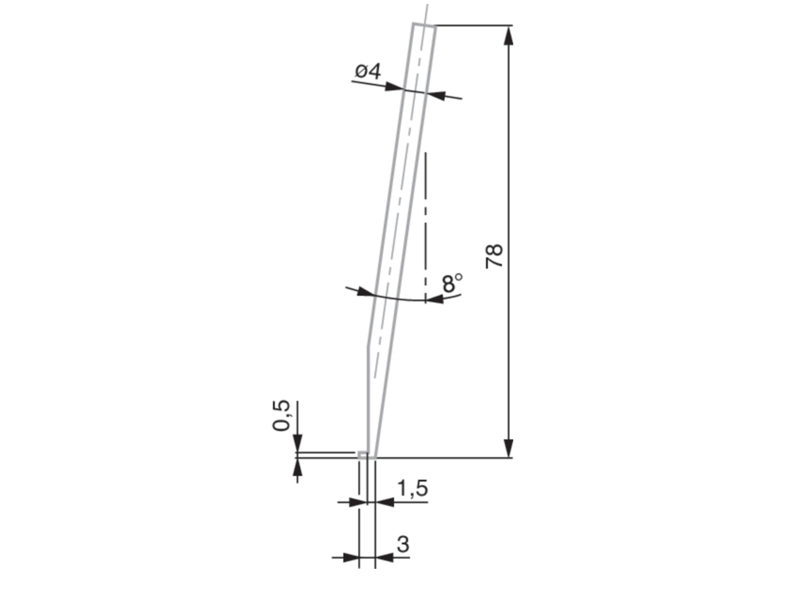 Rod Insert with shank, steel, 8° angle, L78mm 00760178