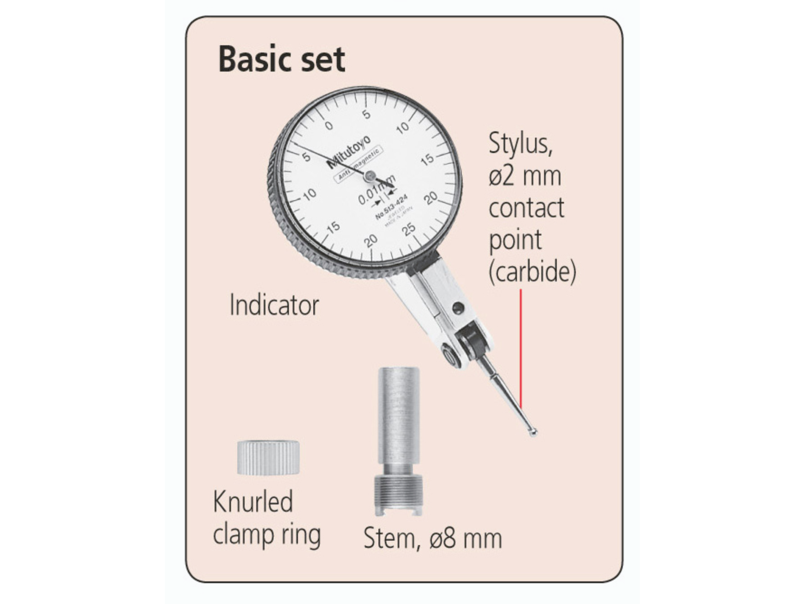Lever-Type Dial Indicator 0.5mm 0.01mm Ø29.2mm