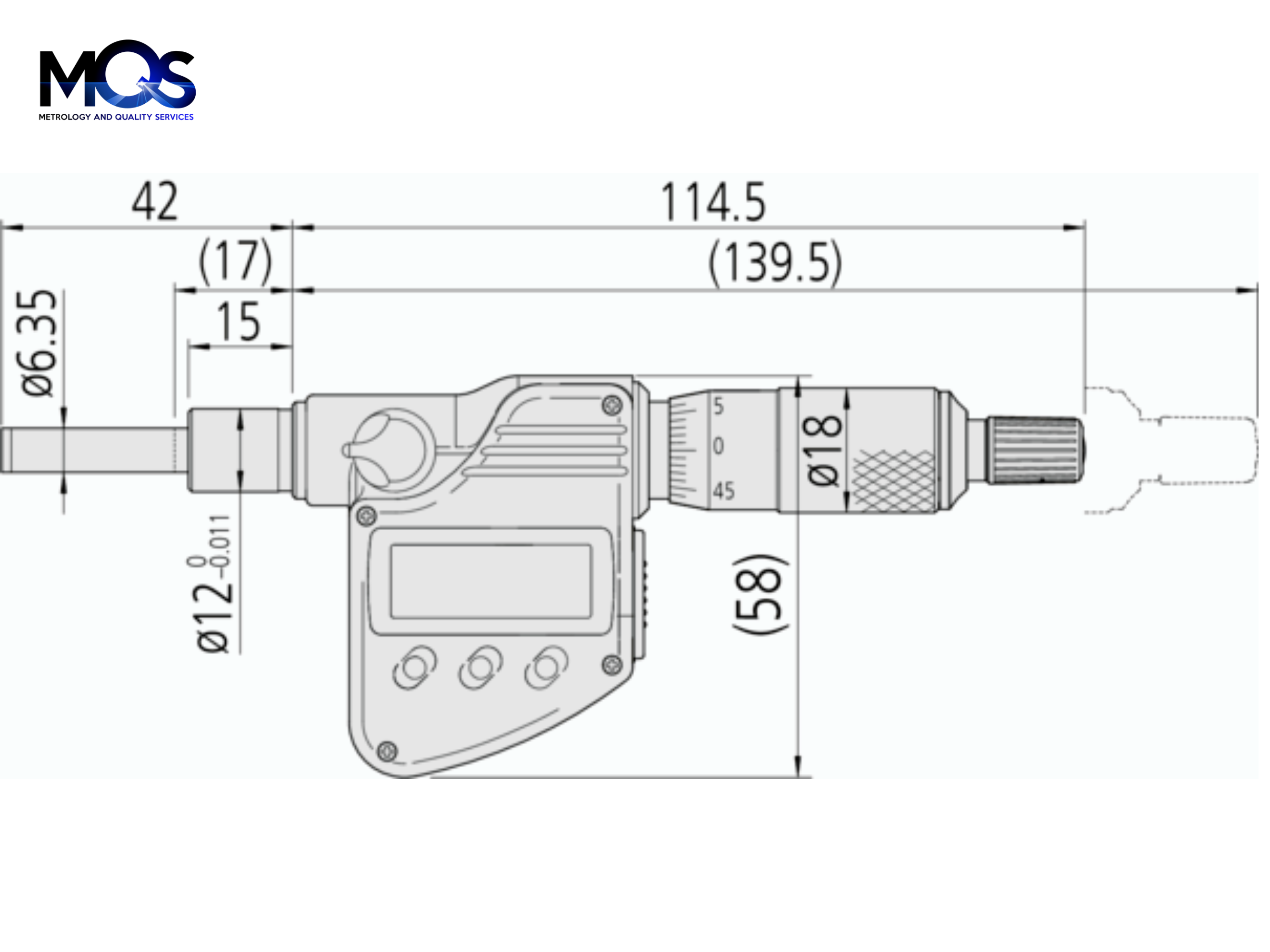 Digital Micrometer Head 0-25mm, Flat Spindle, 12mm Plain Stem 350-281-30