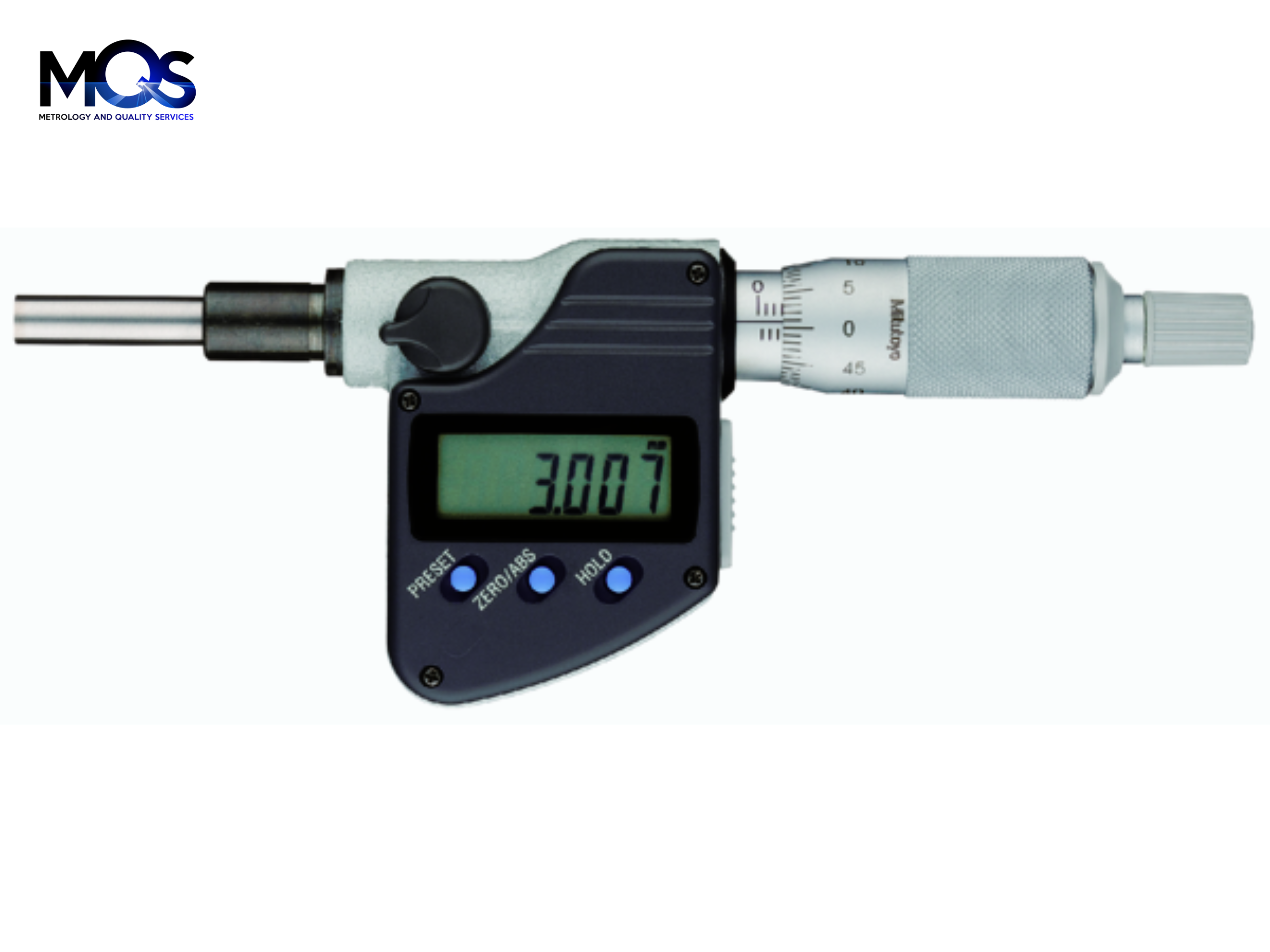 Digital Micrometer Head 0-25mm, Flat Spindle, 10mm Plain Stem 350-251-30