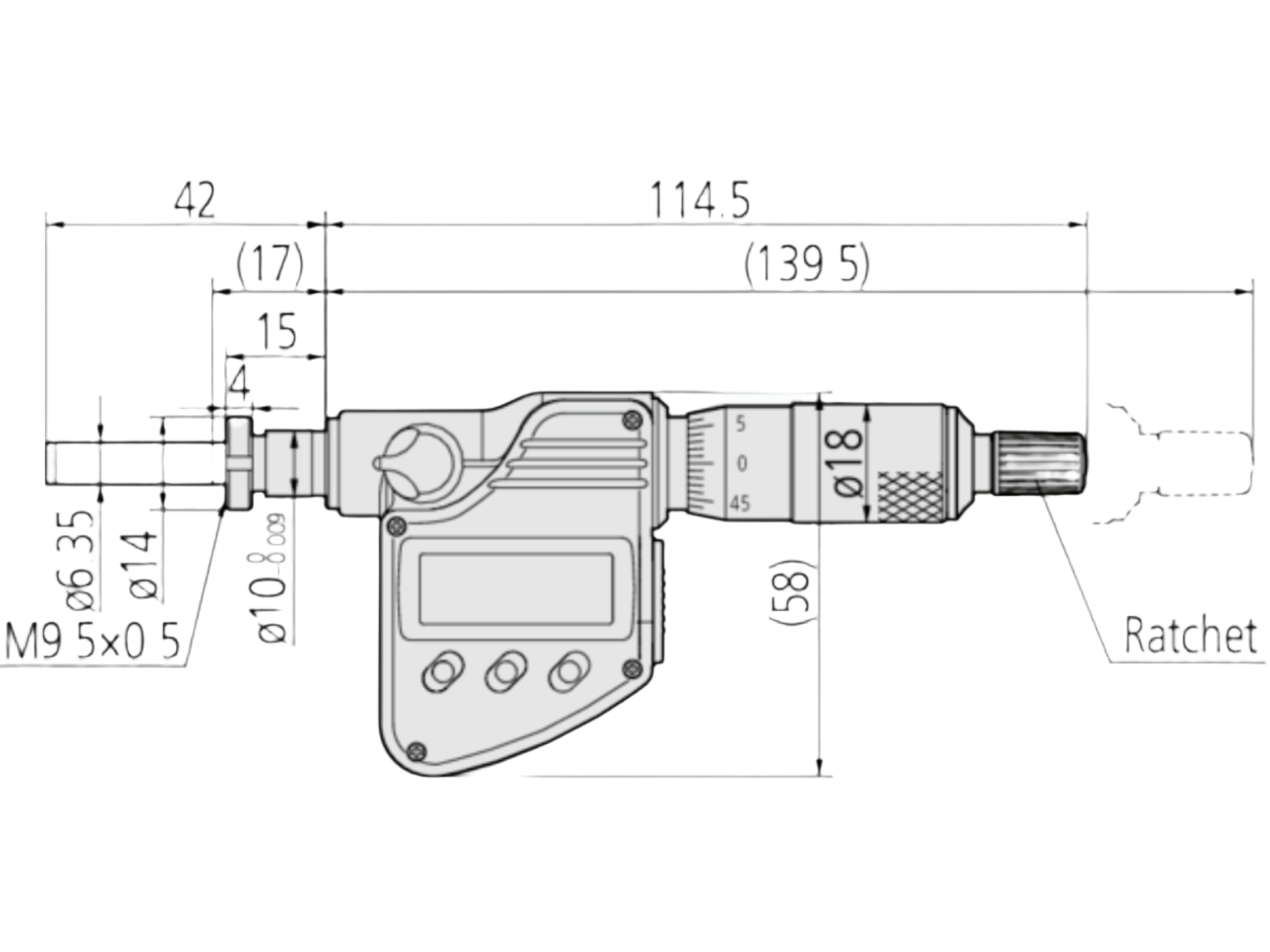 Mitutoyo Digital Micrometer Head 0-25mm, Flat Spindle, Clamp Nut, 10mm Stem 350-252-30