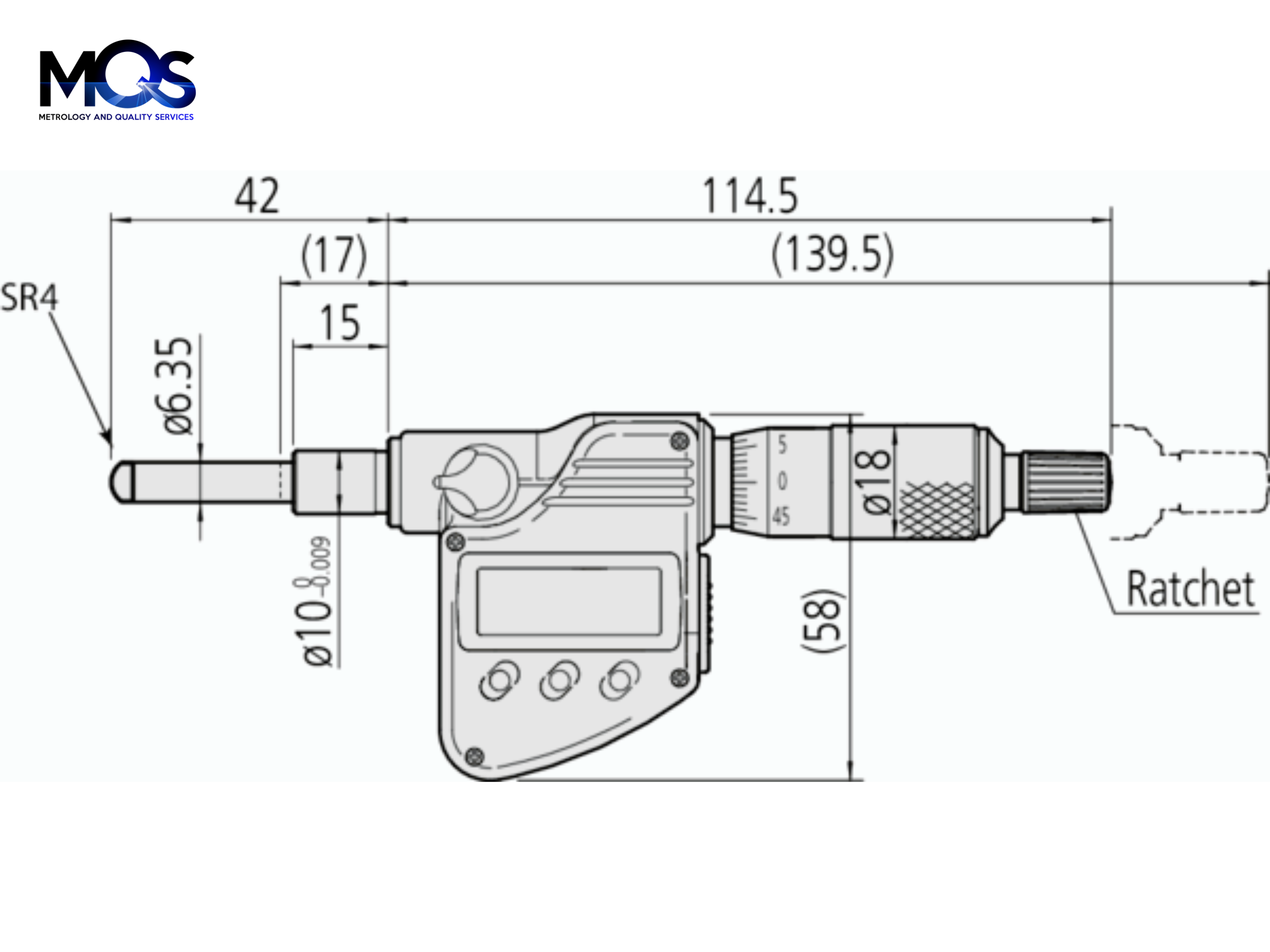 Digital Micrometer Head 0-25mm, SR4 Spindle, 10mm Plain Stem 350-253-30