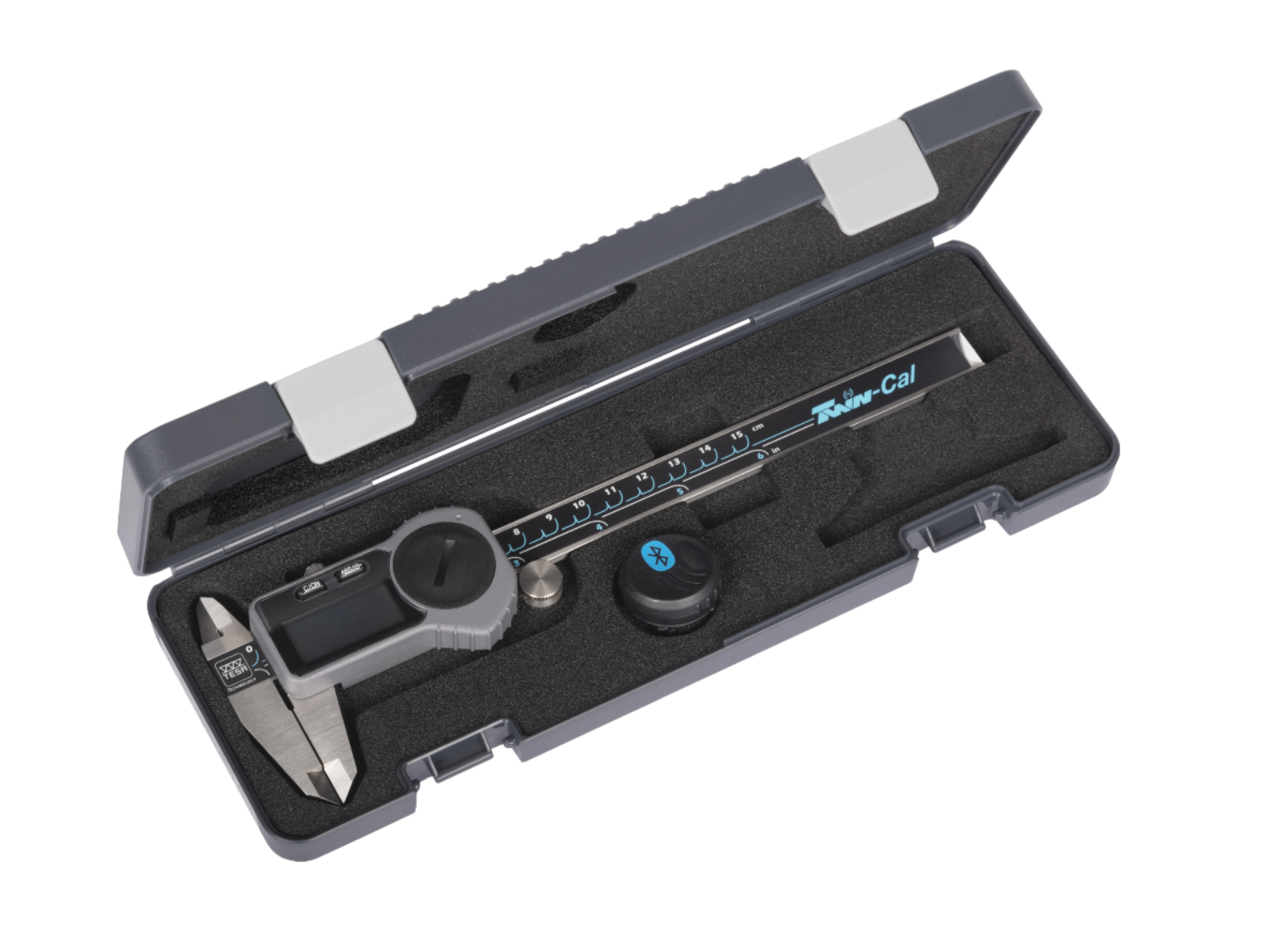 Tesa Data-Pack, TWIN-CAL digital Caliper, 150 mm (Round Depth Rod with thumb roller) + TLC-BLE Bluetooth® emitter 00511019