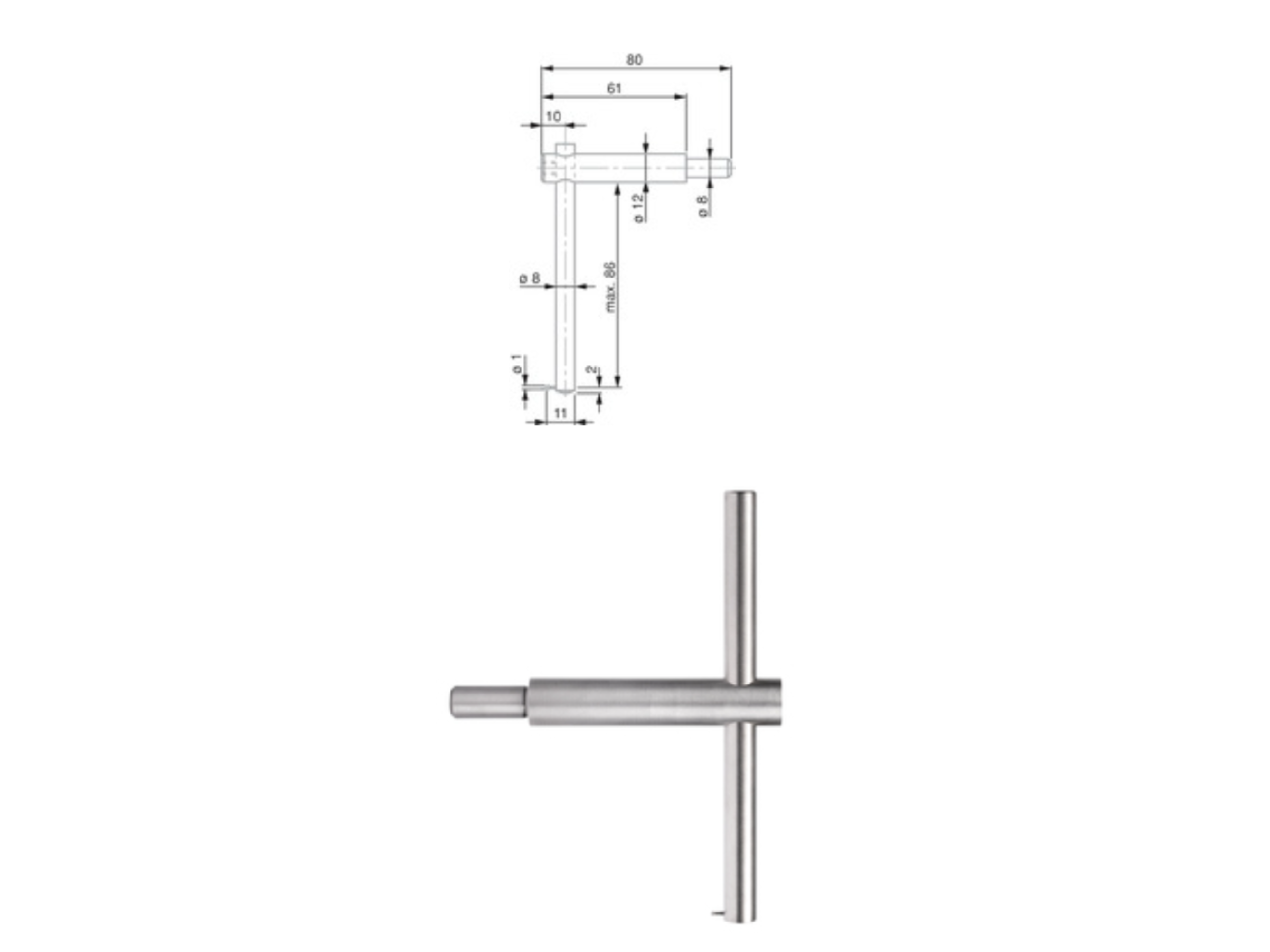 Insert, Ø8mm Shank, Ø1mm L80mm adjustable shank for depth measurement 0071684818