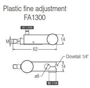 NOGA FA1300 Fine Adjustment Clamp Type, 8mm & Dovetail Hole Diameter Indicator Holder Clamp