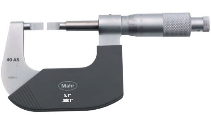 Mahr 4134930 Mechanical Micrometers 40AS Micromar non rotating spindle blade micrometers, Range 0-1'' x .0.0001'' Accuracy .00016''