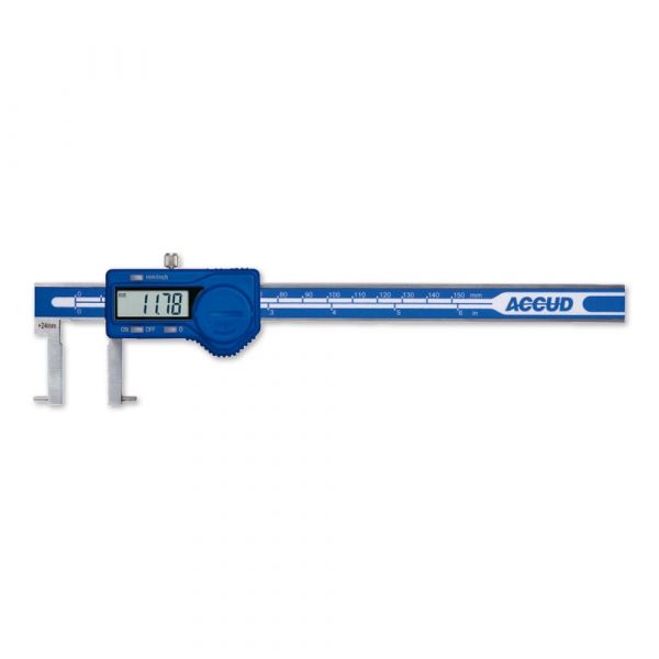 Accud 136-006-11 Digital caliper groove type inside .95-6"/24-150mm with Round points, Leg Length 30mm