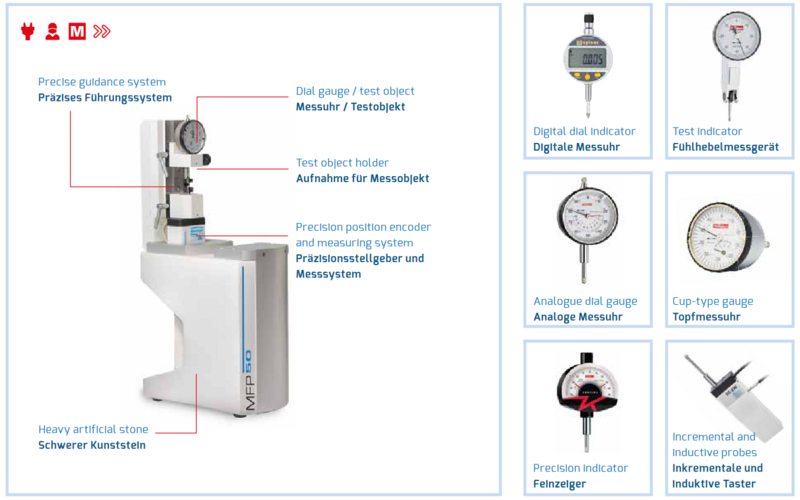 Dial gauges and precision indicator testing device MFP 50 Code 76 4104 605 20