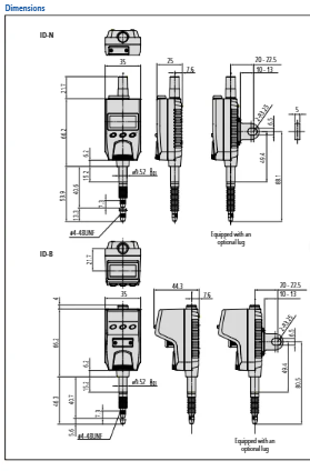 Digital Indicator ID-B, IP66, ANSI/AGD Back Plunger 5mm/.2"mm Resolution .01mm/.0005"