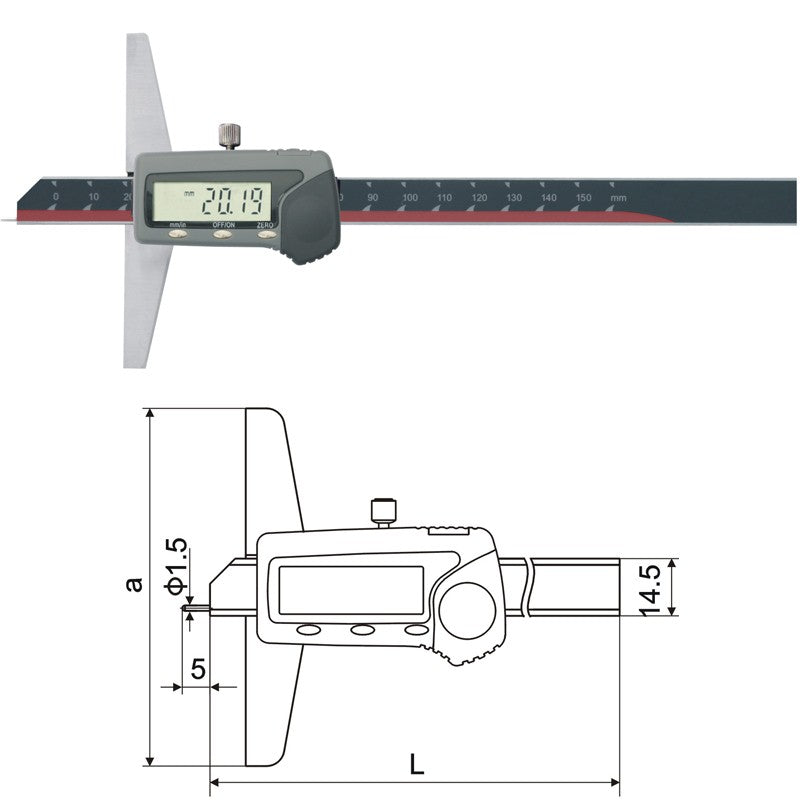 INSPEC 127-101-10 DIGITAL DEPTH GAUGE WITH PIN 150MM