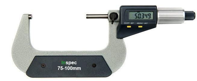 Inspec Digital Micrometer 132-04-830 Range 75-100mm/3-4" Resolution .00005"/.001mm