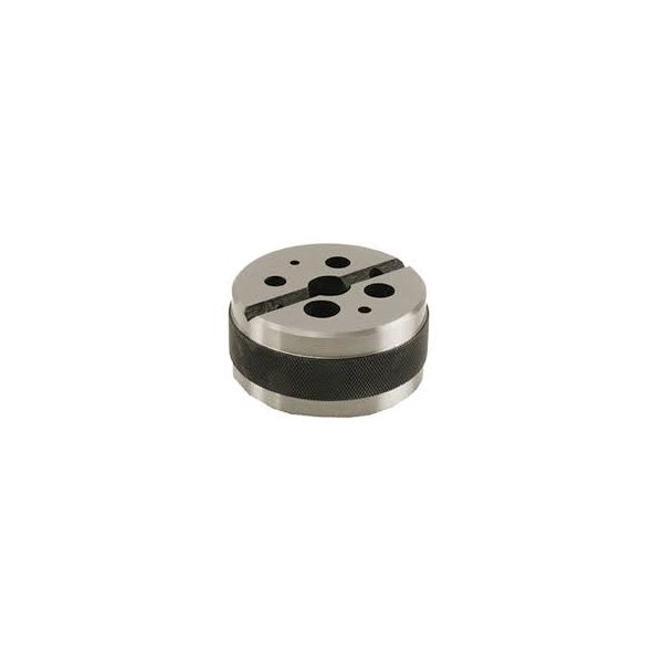 MHC 420-5300 Bench Block, 3" diameter, 1-1/2" high, Vee Groove across the face, Holes 1/8" to 5/8"