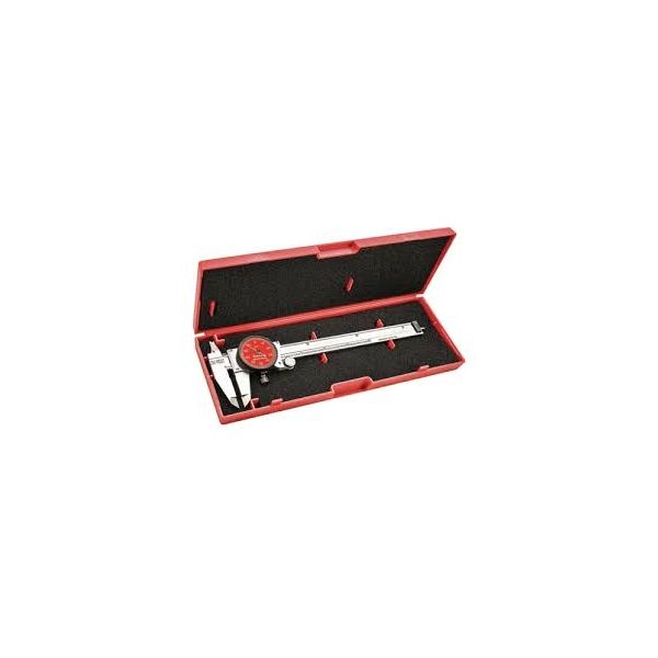 R120A-6 Dial Calipers Dial Slide Caliper with Red Dial, Stainless Steel, 0-6" Range, .001" Graduations