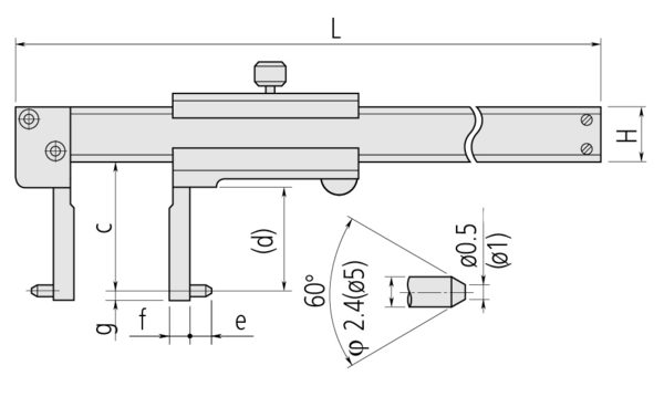 Vernier Point Jaw Inside Caliper 70-600mm, 0,05mm, Metric 536-149