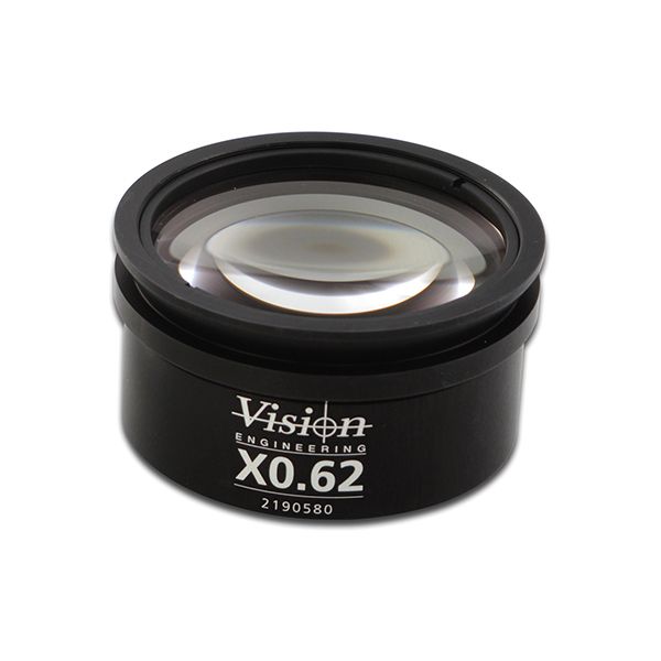 Vision Engineering Lynx EVO Objective Lens x 0.62,  EVL062, 3.7x – 37x magnification extra-long working distance lens (0.62x), Working Distance 128mm.  Includes secondary lens.