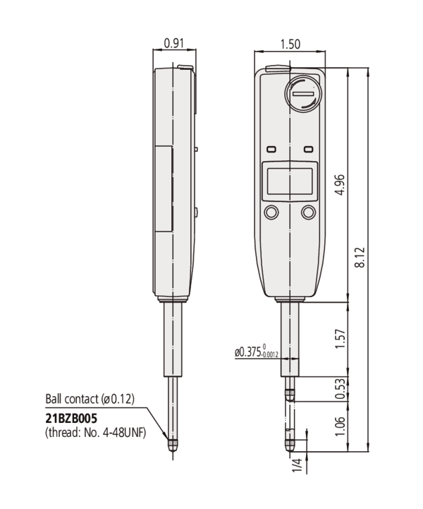 Digital Indicator ID-U, ANSI/AGD Inch/Metric, 1", 0,0005"/0,01mm 575-123