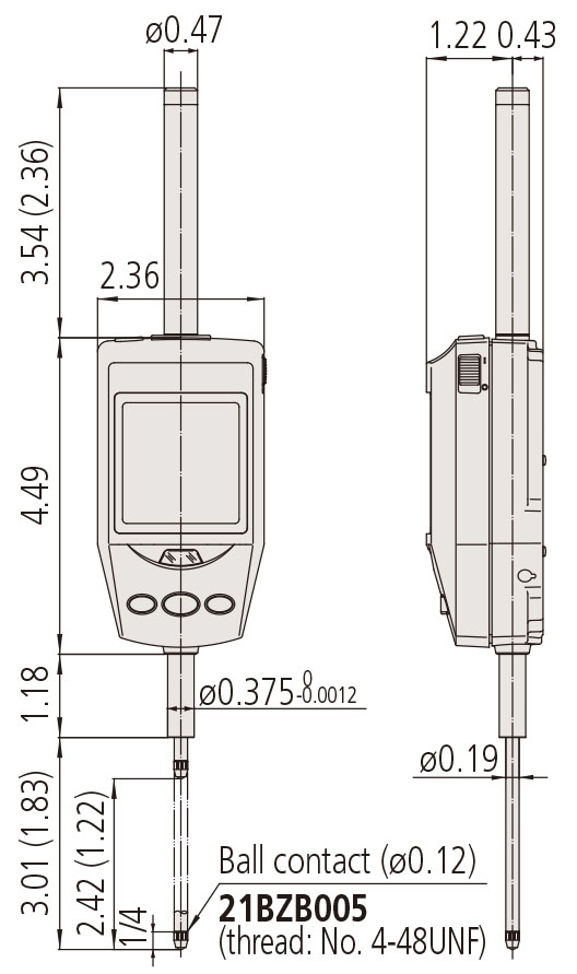 Digital Indicator High Accuracy ID-H,  60.9mm, BS AC-Adapter, .0005mm 543-563