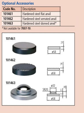 Gauge Stand with Hardened Steel Anvil, D=58mm Flat Anvil 7002-10