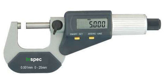 Inspec Digital Micrometer 132-01-830 Range 0-25mm/0-1" Resolution .00005"/.001mm