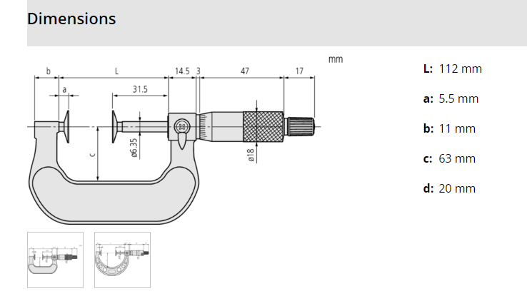 Mitutoyo Disc Micrometer, Hardened Steel Disks 75-100mm, Disk=20mm 123-104