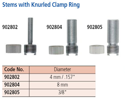 Mitutoyo Stem with Knurled Clamp Ring Item number: 902805 3/8" Stem