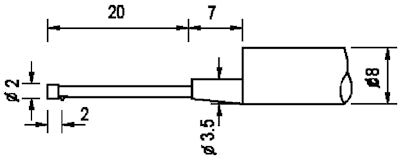 Diavite BH-00/00/60/2 Small Bore Tracer with 2µm Radius Diamond Stylus Maximum Depth 20mm Minimum Bore Diameter 2.5mm