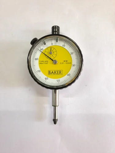 Baker (Mercer Style) Plunger indicator K02, Range 10mm, Graduation .01mm, Reading 0-100