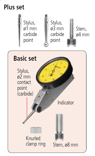 Dial Test Indicator, Horizontal Type 0.2mm, 0.002mm, 4/8mm Stem 513-405-10A