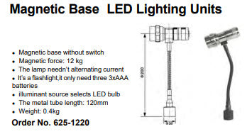 MHC 625-1220 Magnetic Base LED Lighting Units, 12kg Max. power, 14 LED , OAL 8