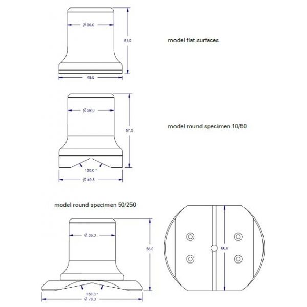 BAQ AlphaDUR Portable UCI Ultrasonic Hardness Probe Support for Round Specimens 50-250mm Diameter 11-133