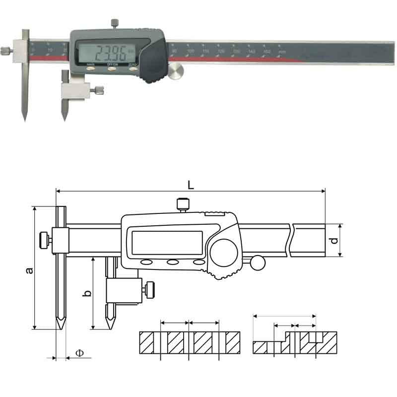 Inspec centreline Digital Caliper C/W Conical Points 5-200MM 119-111-20