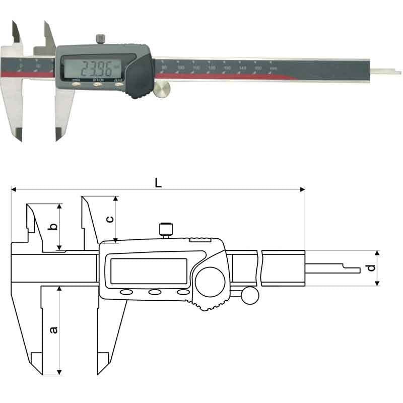 INSPEC 112-211 DIGITAL CALIPER C/W UPPER JAW ONE DIRECTION