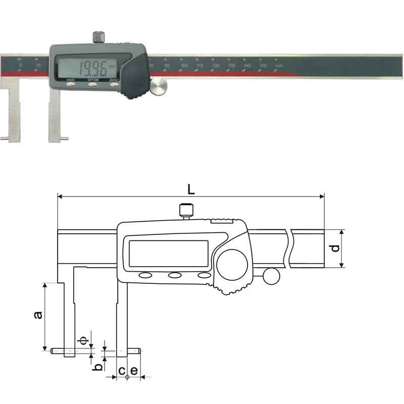 INSPEC 115-121 INSIDE GROOVE DIGITAL CALIPER ROUNDED POINTS 24-150mm/0.96-6"