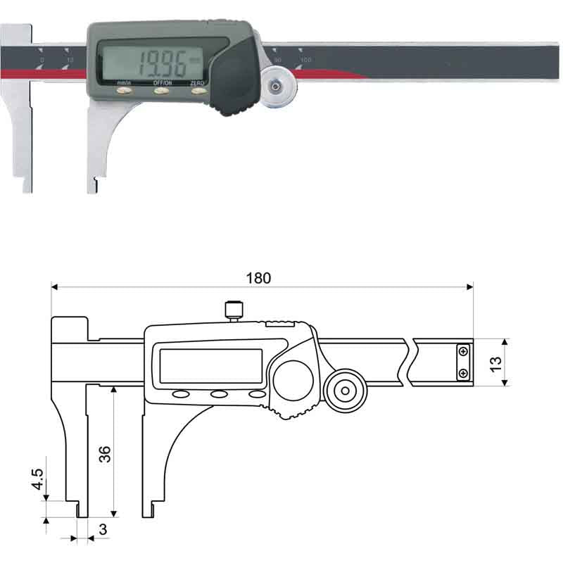 Inspec 0-100mm/0-4" Digital Caliper (with Thumb Roller) 111-245