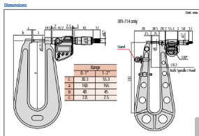 Mitutoyo Digital Sheet Metal Micrometer Inch/Metric, 0-25mm/0-1", 300mm/12" Throat 389-714