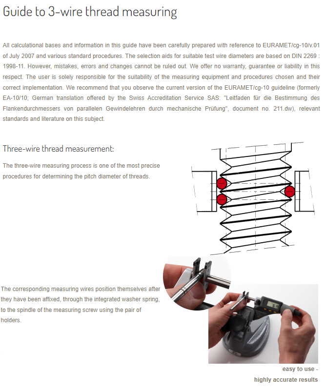 3-Wire Thread Measuring D= 0,17mm for D= 6,35mm Spindle 952131