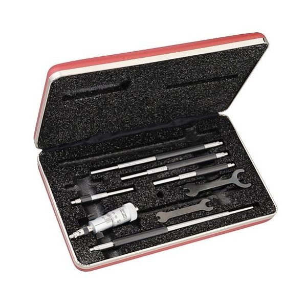 Starrett Interchangeable Rod Inside Micrometer  Range 50-200mm Measurement units Metric Graduation .01mm Extension Rods 6 rods Starrett 124MAZ Range 50-200mm x .01mm -6 Rods