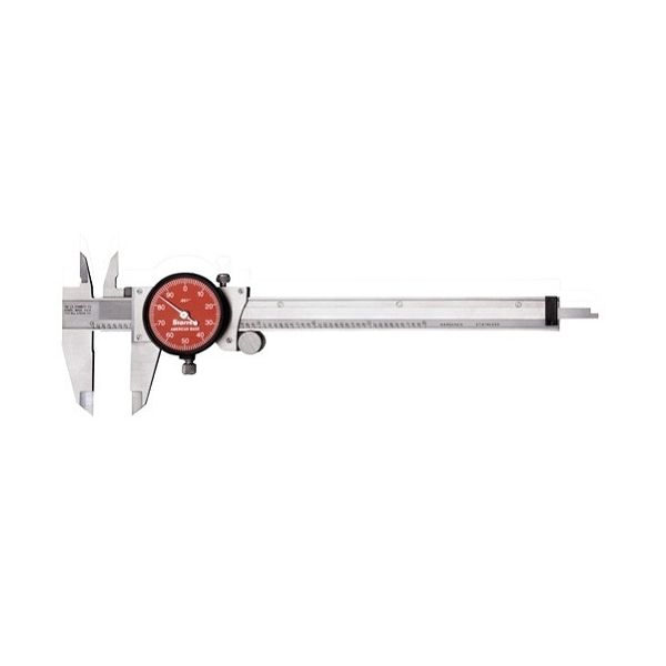 R120A-6 Dial Calipers Dial Slide Caliper with Red Dial, Stainless Steel, 0-6" Range, .001" Graduations