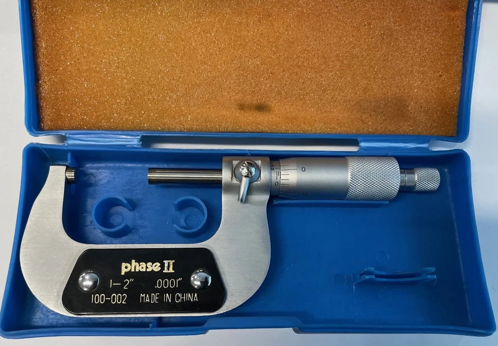 Phase 11 Imperial Analogue Outside Micrometer 1-2", Ratchet Stop 100-002