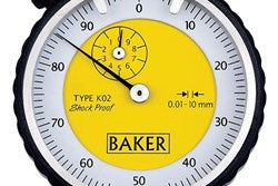 Baker (Mercer Style) Plunger indicator K02, Range 10mm, Graduation .01mm, Reading 0-100