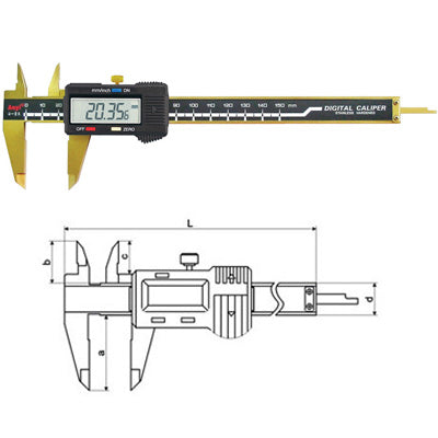 Anyi 111-101T Titanium coated caliper 6"/150mm x .01mm/.0005" Digital Caliper