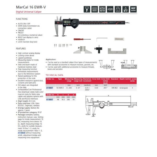 Mahr 4118818 16 EC MEASURING FORCE DEVICE