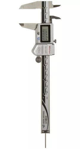 Mitutoyo Digital ABS Caliper Coolant Proof IP67 In/Met, 0-6", Thumb Roller,  Round Rod depth gauge, w/o Output 500-768-20