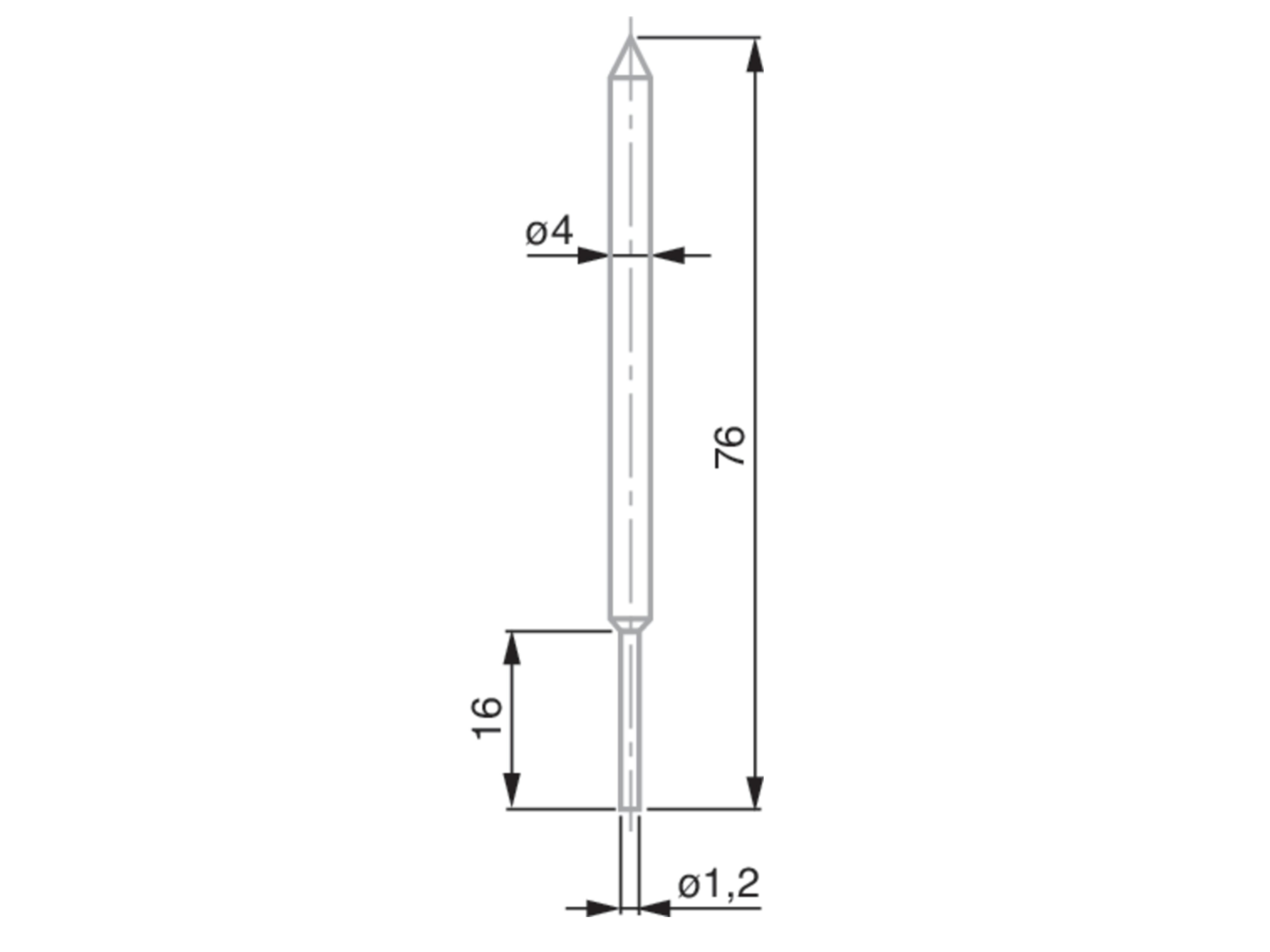 Rod Insert with shank, steel, 0° angle, L76mm 00760179